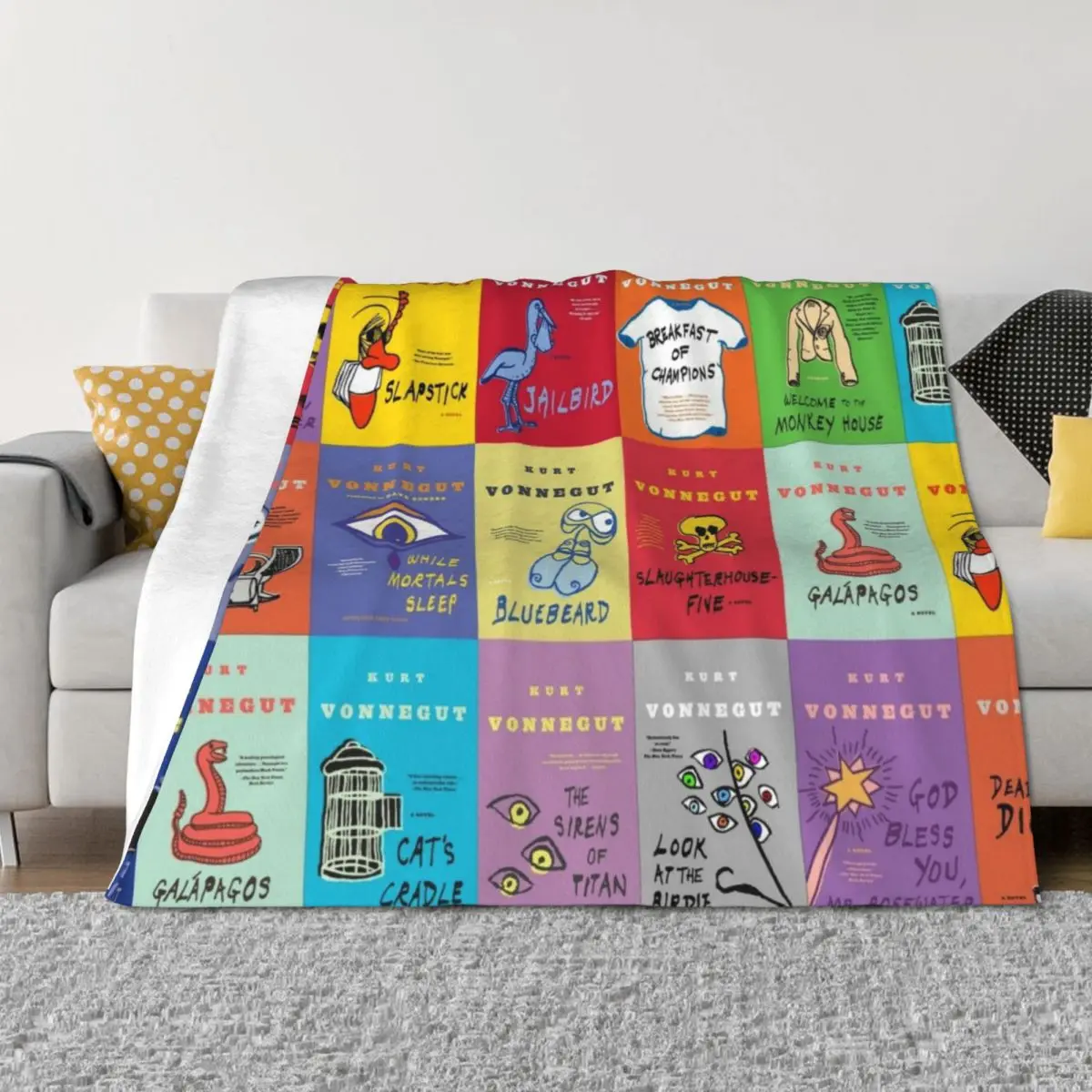 

The Works of Kurt Vonnegut Throw Blanket Cute Plaid Retros wednesday valentine gift ideas Blankets