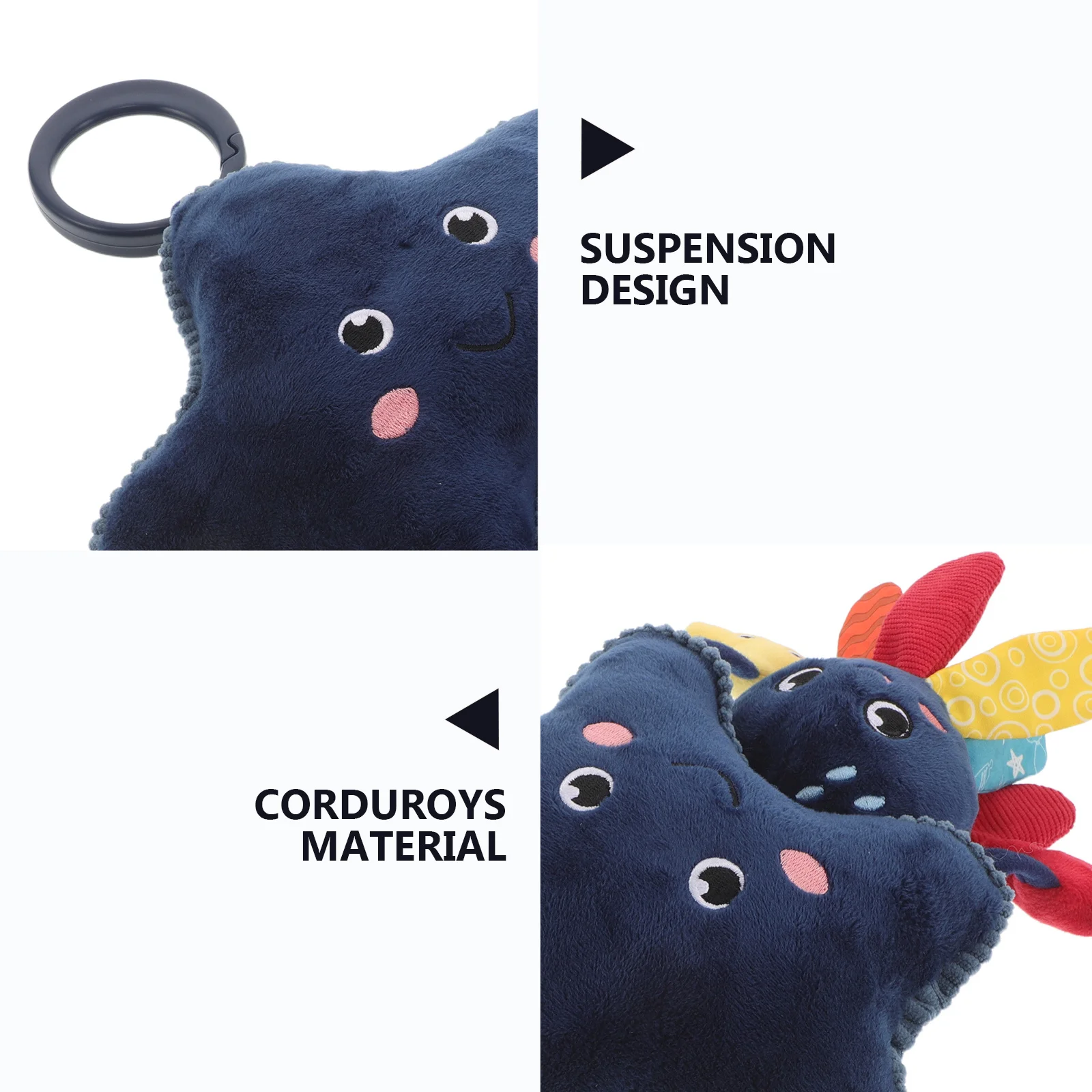 دمية حيوانات بحرية محمولة قابلة للغسل للأطفال الرضع، تعلق على سرير الأطفال أو عربة الأطفال أو مقعد السيارة، مع أجراس رياح حسية