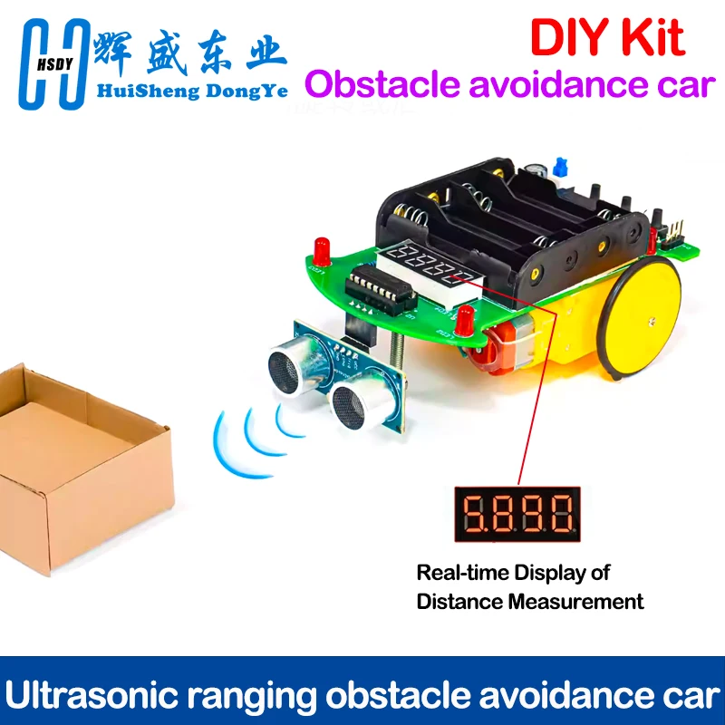 DIY Ultrasonic Ranging Obstacle Avoidance Car Electronic Kit LED Display Programming Intelligent Car Welding Practice DIY Kit