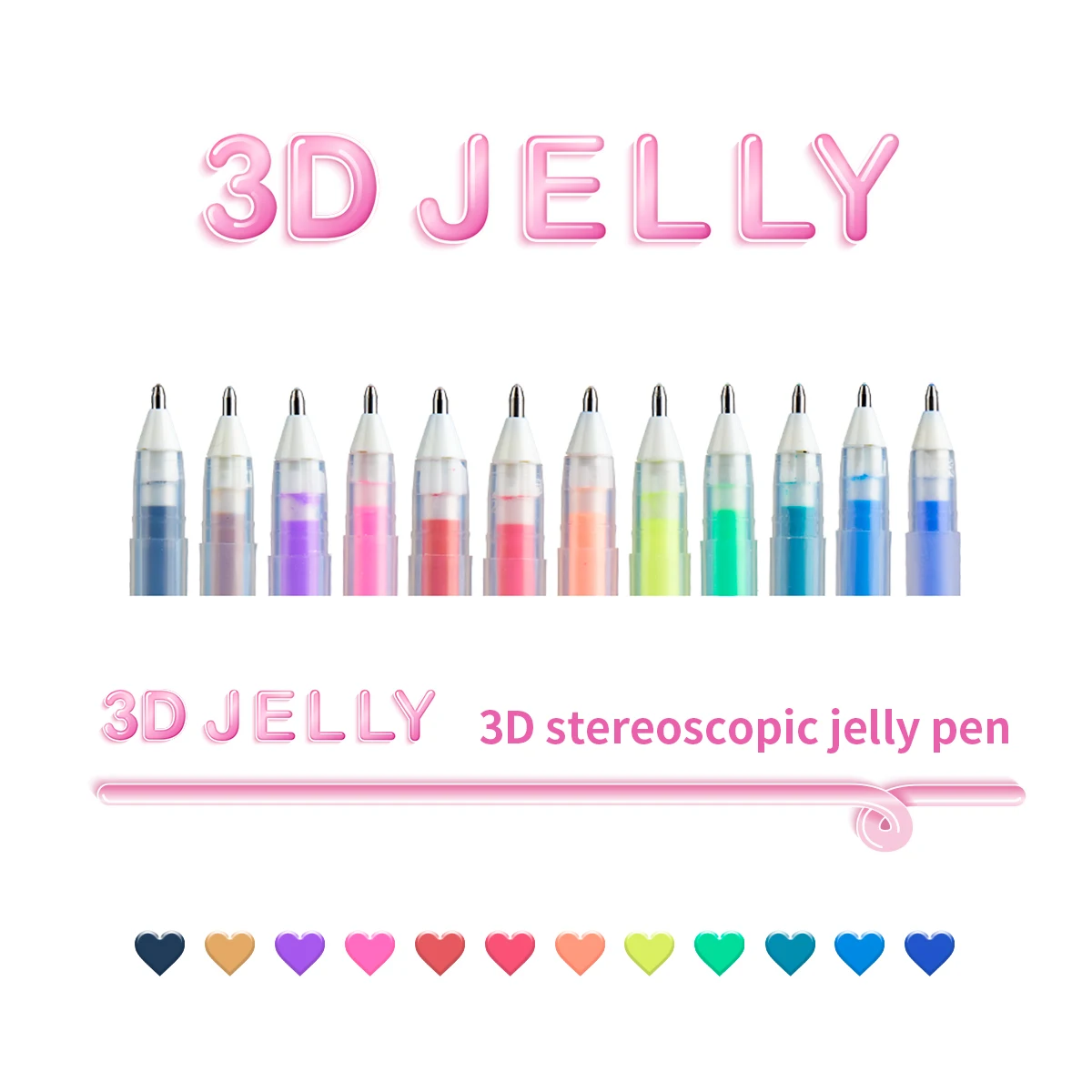12 عبوة من أقلام الجيلي الملونة ثلاثية الأبعاد، أقلام رصاص ملونة مبتكرة مرسومة يدويًا، مثالية للتلوين والرسم والوضع العلامات على اللوازم المدرسية #2