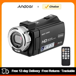 Andoer V12 1080P Full HD 16X Digital Zoom Recording Video Camera Portable Camcorder w/ 3.0“ Rotatable LCD Screen Video Camera