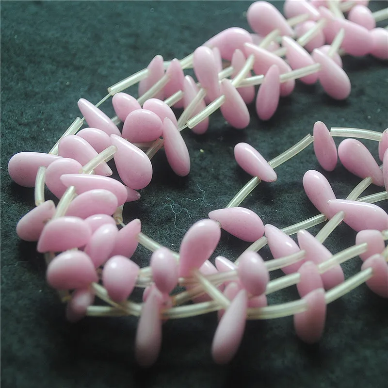 22PCS Hot New Pink Jade Stone Beads Teardrop Shape 10X17MM For Women Necklace Making Accessories