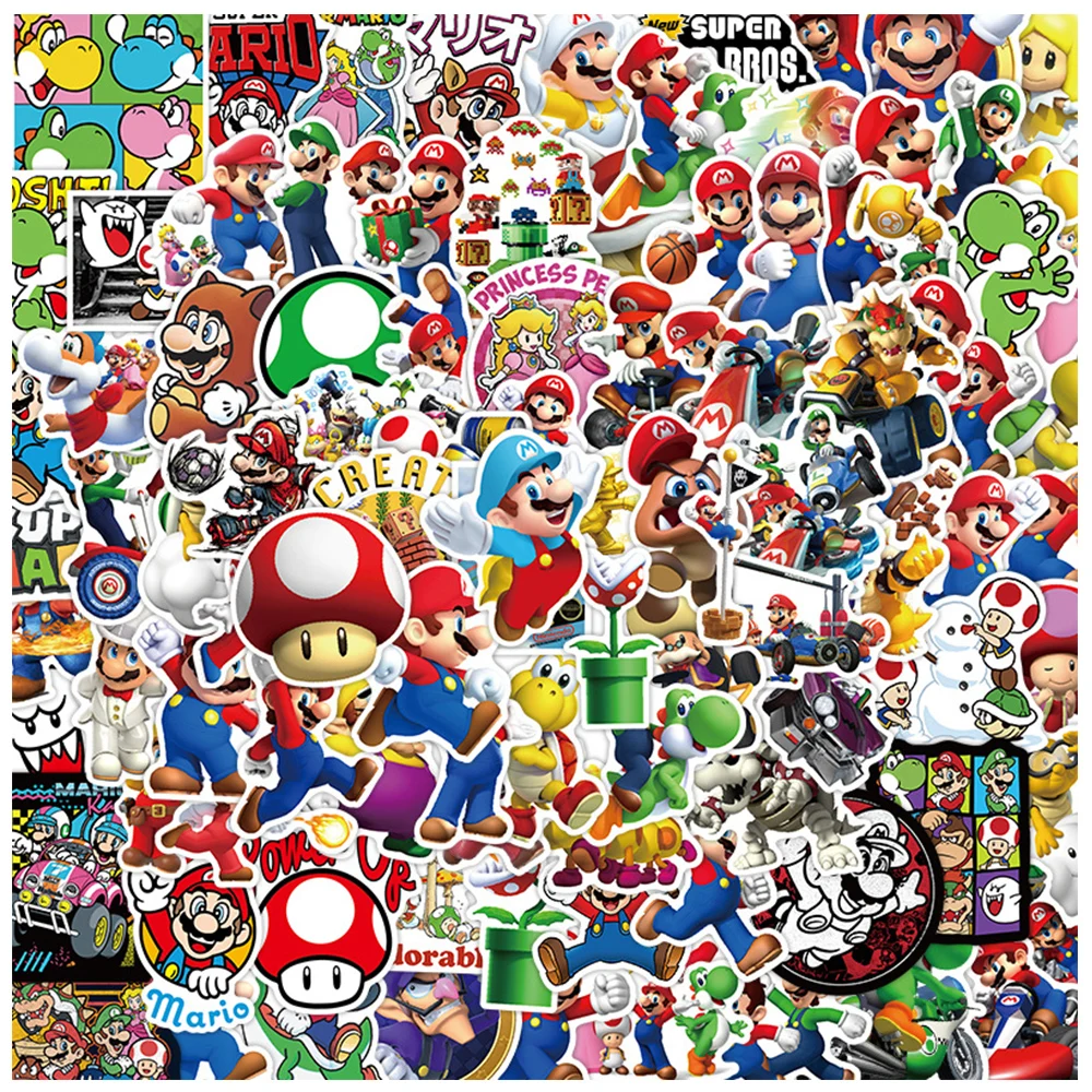 

10/30/50/100PCS Anime Game Super Mario Bros Stickers Graffiti for Kid DIY Suitcase Fridge Car Waterproof Sticker Fun Classic Toy