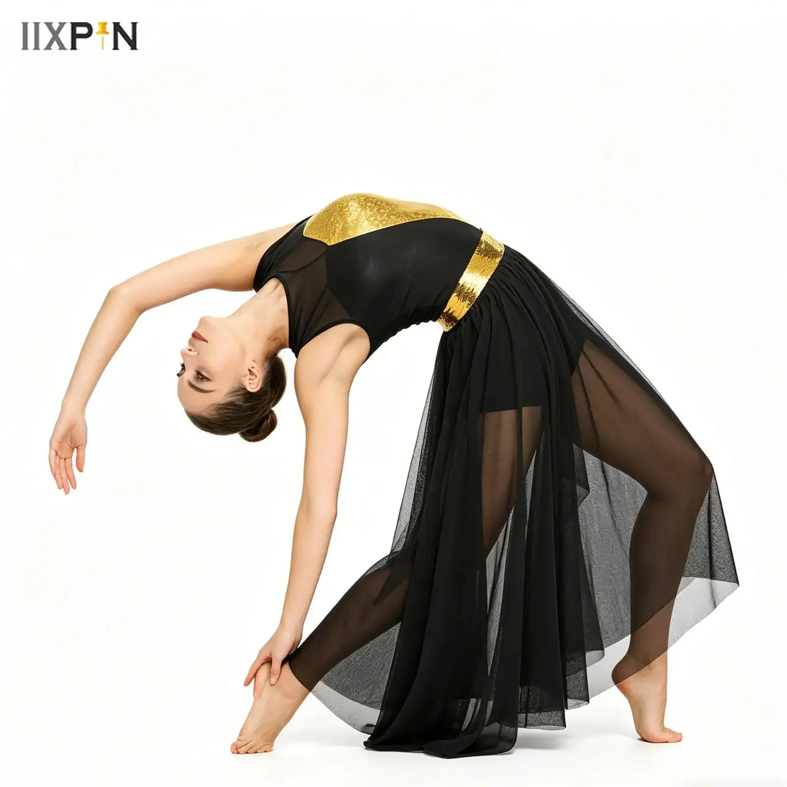 

Womens Praise Dance Dress Celebration Spirit Dancewear Modern Contemporary Ballet Split Long Dress Stage Performance Costume