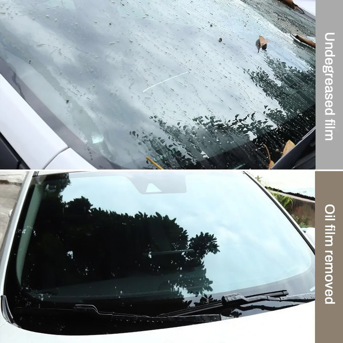 Środek do usuwania olejowej warstwy z szyb samochodowych, szyb przednich, lusterek wstecznych i bocznych.