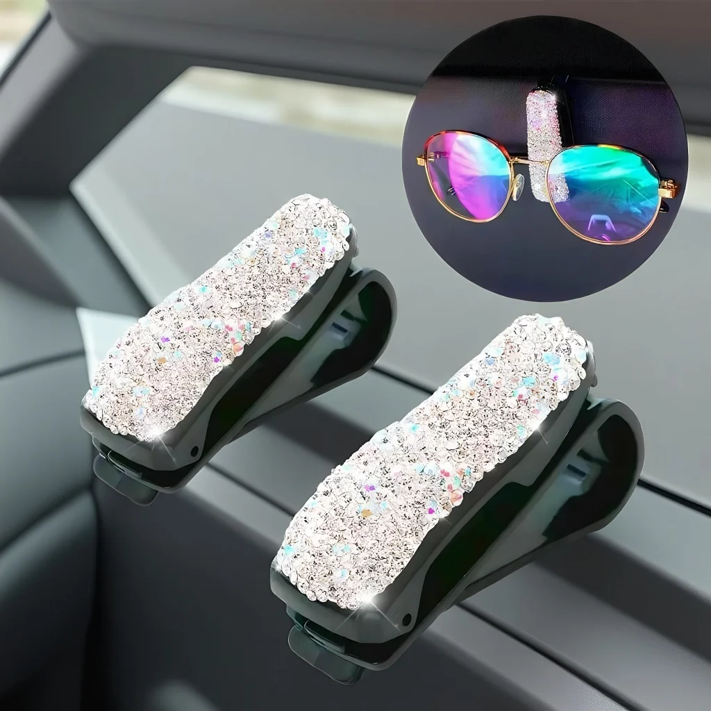 

Яркий автомобильный органайзер, зажим для солнцезащитного козырька со стразами для очков и солнцезащитных очков, добавляет блеск к вашему езду