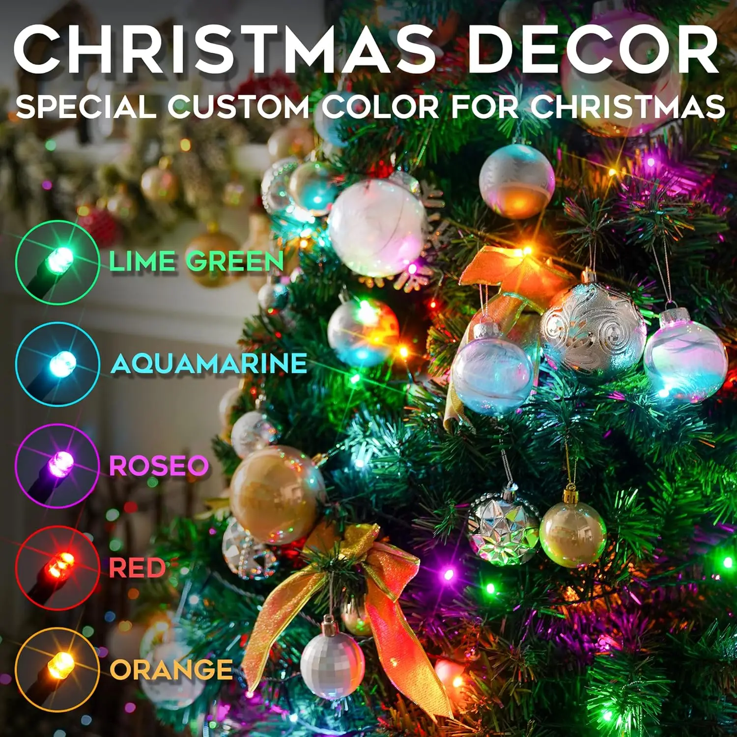 100 LED 33ft Solar String Lights, Solar Christmas Lights with 8 Lighting Modes, Waterproof Multi Colored Christmas Lights