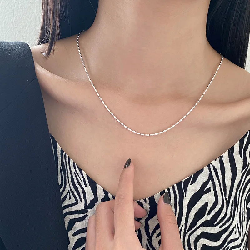 925 Sterling Silver Neck Chain 45/55CM Length Necklaces For Women Luxury Quality Aesthetic Accessories Jewellery Money 925