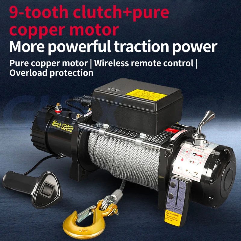 4000lbs Electric Recovery Winch ATV Trailer Truck Car DC 12V/24V Remote Control Hoist Winch Block Mud Rescue Beach Hauling Tools