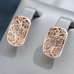 Wbmqda Classic Flower Drop Earrings For Women 585 Rose Gold Color Fine Jewelry Accessories
