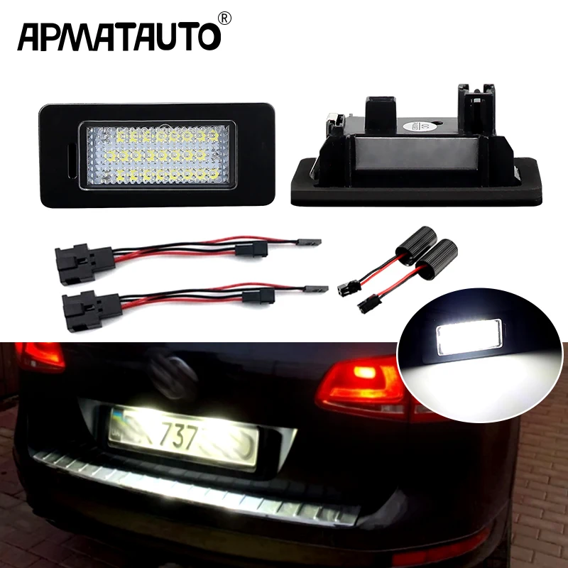 2szt LED Oświetlenie tablicy rejestracyjnej Do VW Golf Mk6 Mk7 Plus Jetta MK6 Passat B6 B7 Polo Touareg Mk2 Tiguan Touran Sharan