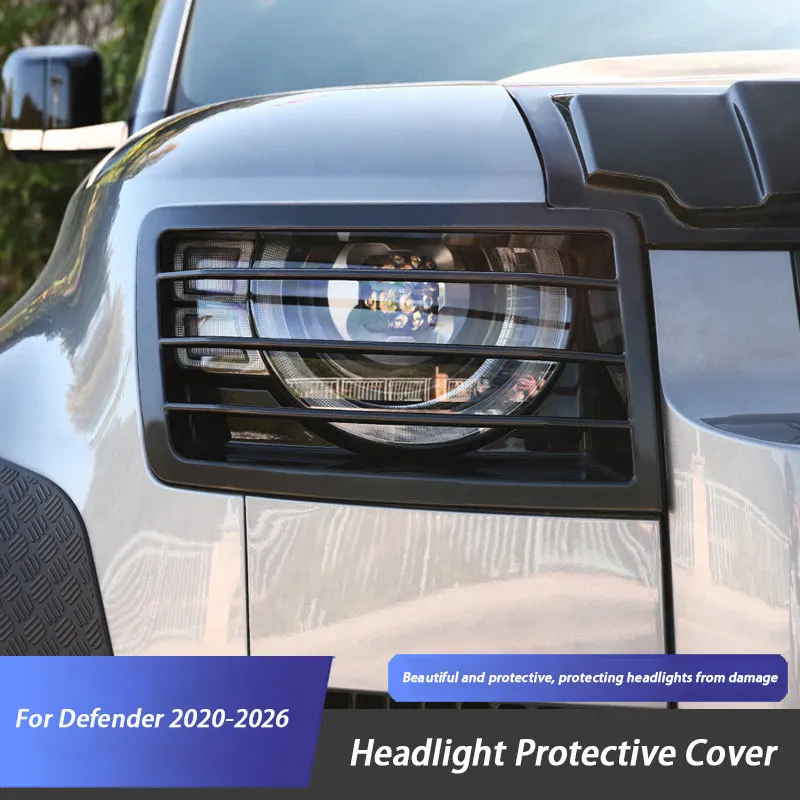 For Land Rover Defender 90 110 2020-2024 Metal Car Headlight Lampshade Protection Net Cover Accessories Car Modification
