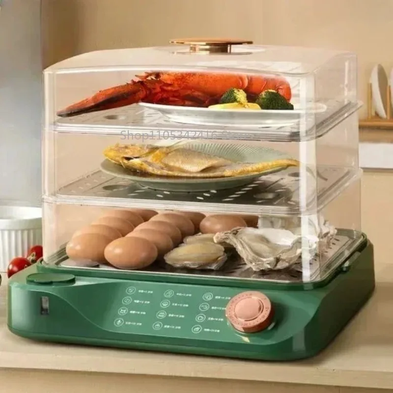 Household Electric Steamer Large Capacity 6L Three-Layer High-Power 1500W Multifunctional Pot for Steaming Fish Vegetables Rice