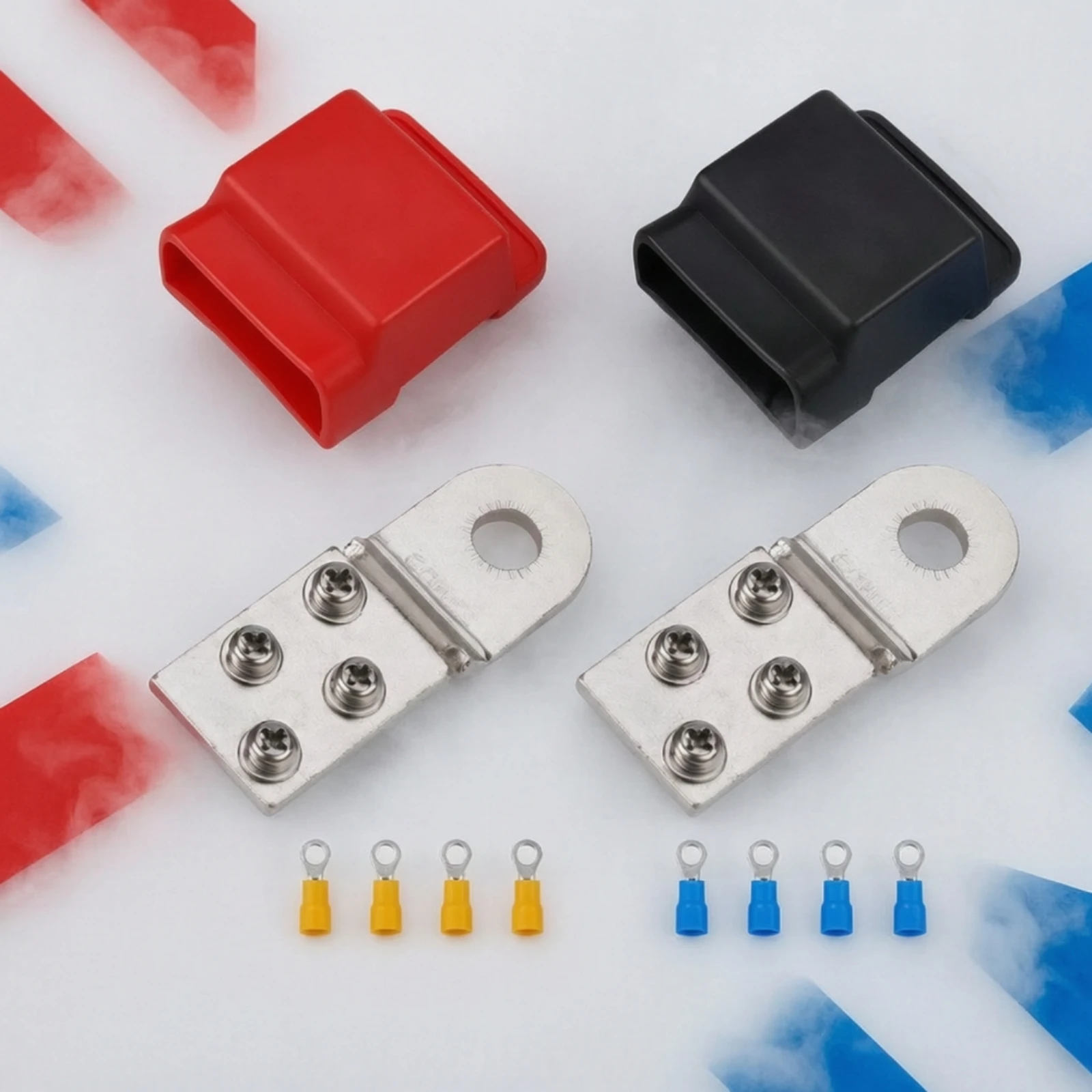 Copper Battery Terminal Assembly Covered Battery Terminal with Bus Bar Bus Bar with Cover Corrosion-Resistant Easy Installation