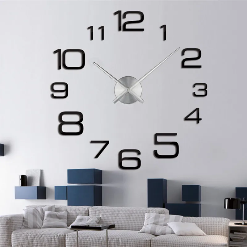 2023 Modern Design Large Wall Clock 3D DIY Quartz Clocks Fashion Watches Acrylic Mirror Stickers Living Room Home Decor Horloge