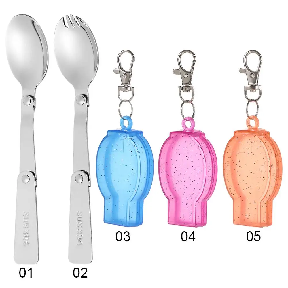 في الهواء الطلق للطي السفر التخييم أواني الفولاذ جيب ملعقة شوكة ضوء صغير طوي ملعقة شوكة التخييم نزهة أداة تجهيزات المطابخ