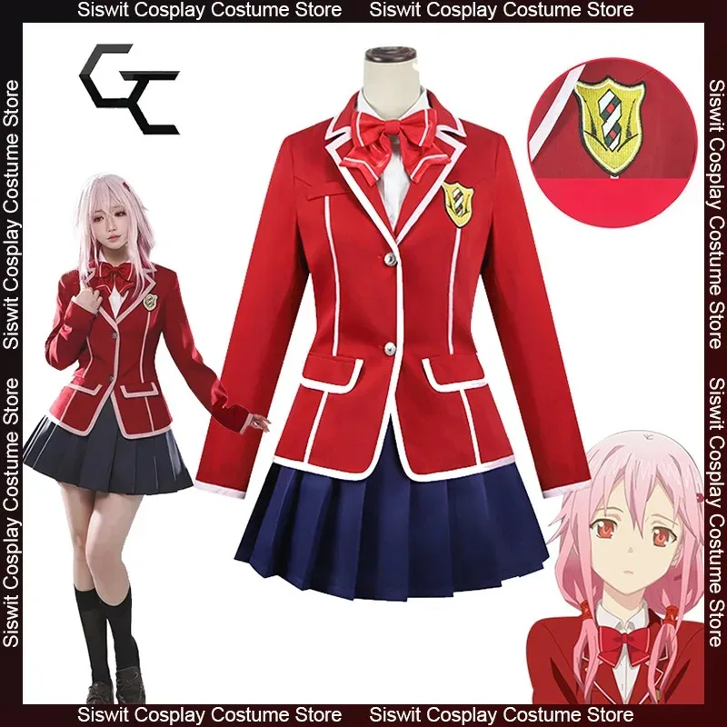 أنيمي مذنب تاج Yuzuriha Inori تأثيري حلي اليابانية الأحمر JK زي مدرسي تنورة التعادل مجموعة هالوين كرنفال 4;v'5,f;6.j;8'