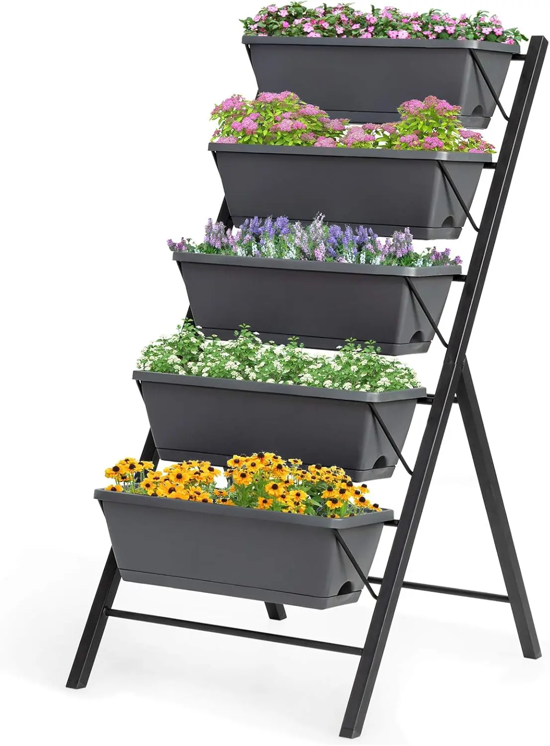 

Vertical Raised Garden Bed, Elevated Planter Raised Beds with Water Drainage, Freestanding 5 Container Boxes for Vegetables and