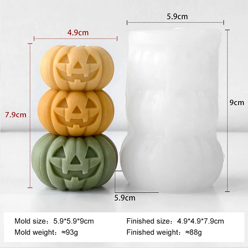 Halloween Mini-Geister-Kürbis Silikonform - 3D Stapelbare Kerzenform für DIY Seife, Harz, Gips & Heimdekoration