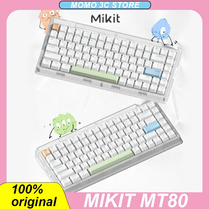 

Mikit MT80 механическая клавиатура 2,4 ГГц, беспроводная клавиатура Hot Swap Rgb Pbt Tri-mode Bluetooth 84 клавиши E-sports, персонализированная игровая клавиатура для ПК