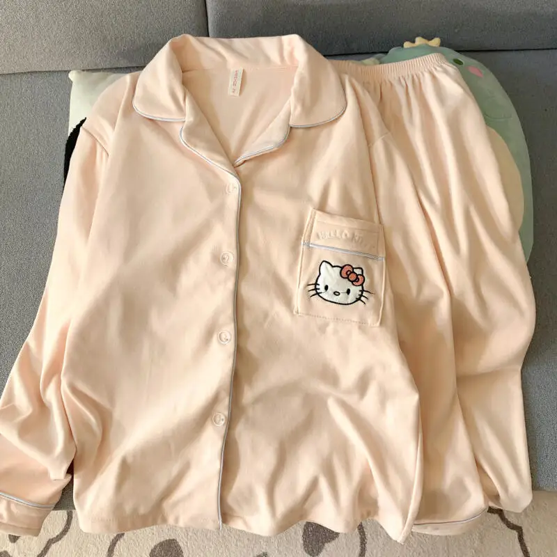 

Зимние пижамы Hello Kitty, женские фланелевые теплые флисовые домашние костюмы, одежда для сна с мультяшным принтом, уютная одежда для дома, утолщенный комплект ночного белья