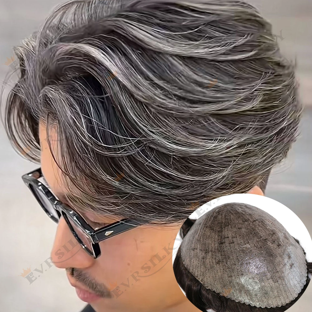 

Super Natural Hairline 1b40 1B80 Grey Durable Thin Male Wigs Brown Men Toupee Blonde Black Human Hair Wig Microskin Skin Pu Pros