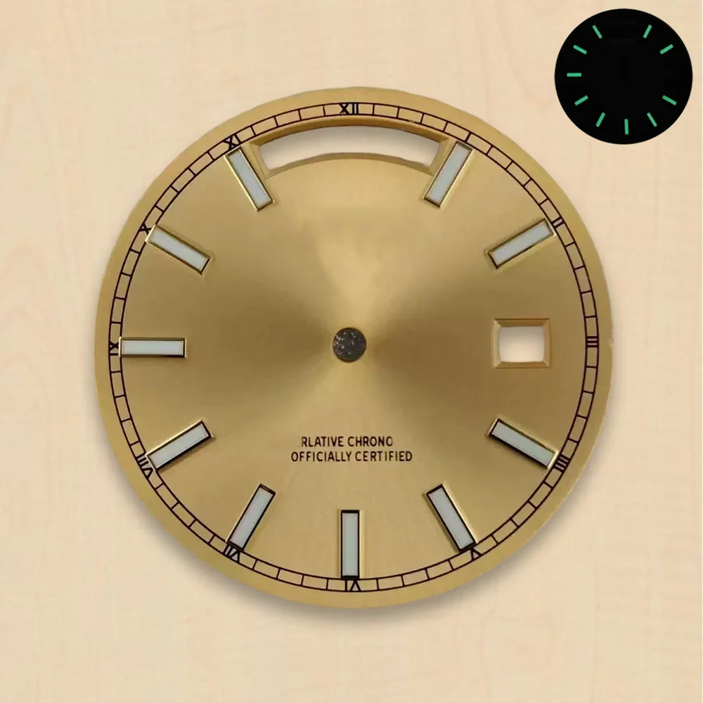 Green Luminous 31mm S Dial Day And Date Dial Fit 8285 Movement Sunray Dial 8285 Watch Modification Accessories