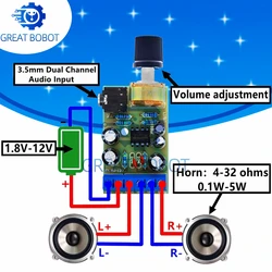 BS 1PCS  TDA2822M 2.0 Stereo Audio Amplifier Board Dual Channel AMP AUX Amplifier Board Module DC 1.8-12V  audio board