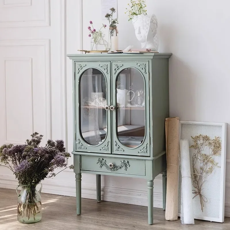 Armoire de rangement sur pied portes vertes affichage enfant armoire de luxe jouets Buffet Curio Mob