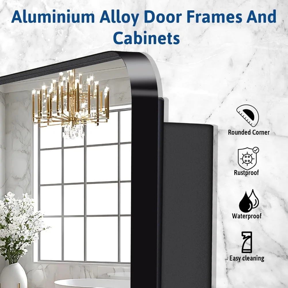 Aluminum Framed 24 x 32 Black Medicine Cabinet with Mirror for Bathroom, Suitable for Recessed or Wall Mount Installation