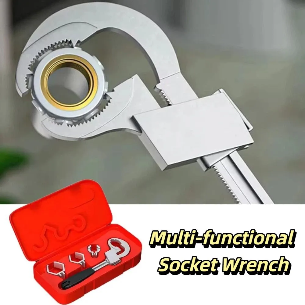 

Large Open Bathroom Sink Wrench Adjustable Multi-Functional Faucet Basin Wrench Aluminium Alloy Double Ended Adjustable Wrench