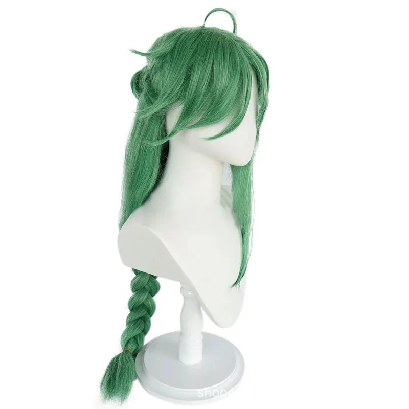 qq28LQAnime Game Genshin Impact Baizhu Cosplay Wig Glasses Green Synthetic Hair Halloween Party Carnival Roleplay Accessory Prop - view 2