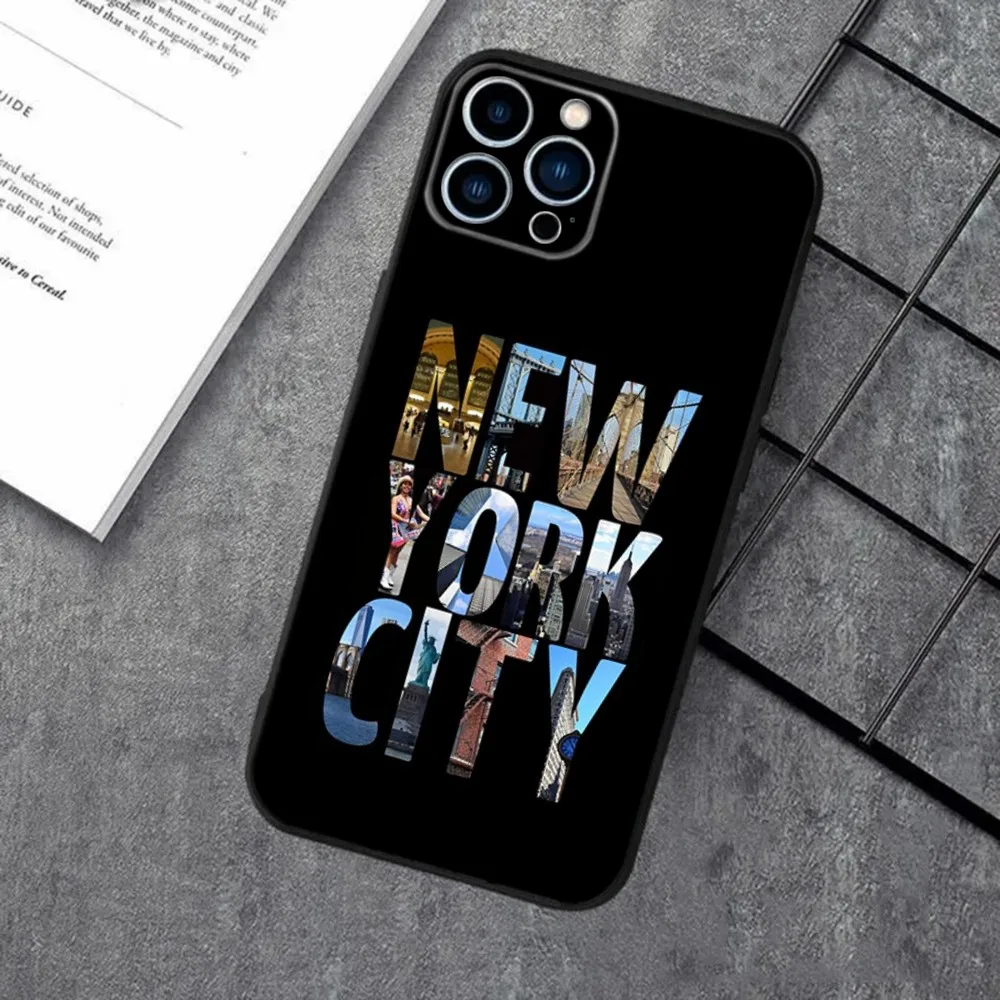 NEW YORK Statue Of Liberty Phone Case For Apple iPhone 15,14,13,12,11,XS,XR,X,8,7,Pro,Max,Plus,mini Silicone Black Cover