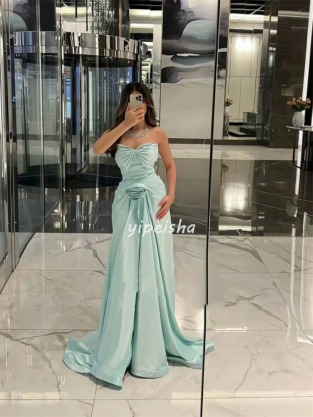 Personalizado de alta qualidade simples jérsei ruched plissado a linha sem alças vestidos midi sob medida vestidos ocasião estilo moderno moda