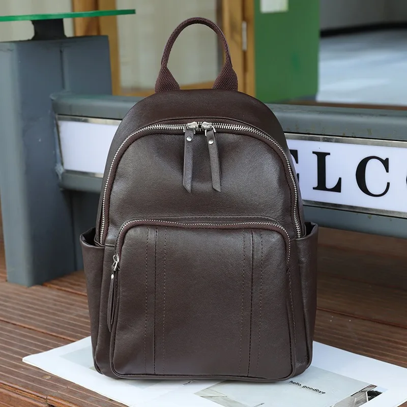 

Nesitu Highend Casual Vintage Brown Black Coffee Full Grain Genuine Leather Men Women's Backpack Cowhide Travel Bags M5263
