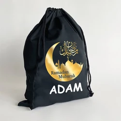 Custom Personalized Arabic Ramadan Mubarak black sack Eid al-Fitr Muslim Islamic Kareem decoration children kid present gift bag