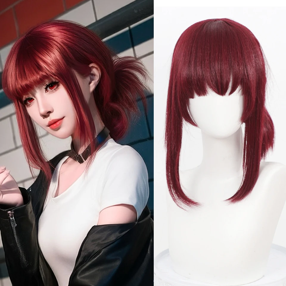 Yamada Cosplay Wig Red Short Straight Synthetic Wigs Cosplay Smoking Behind the Supermarket with You Anime Wig
