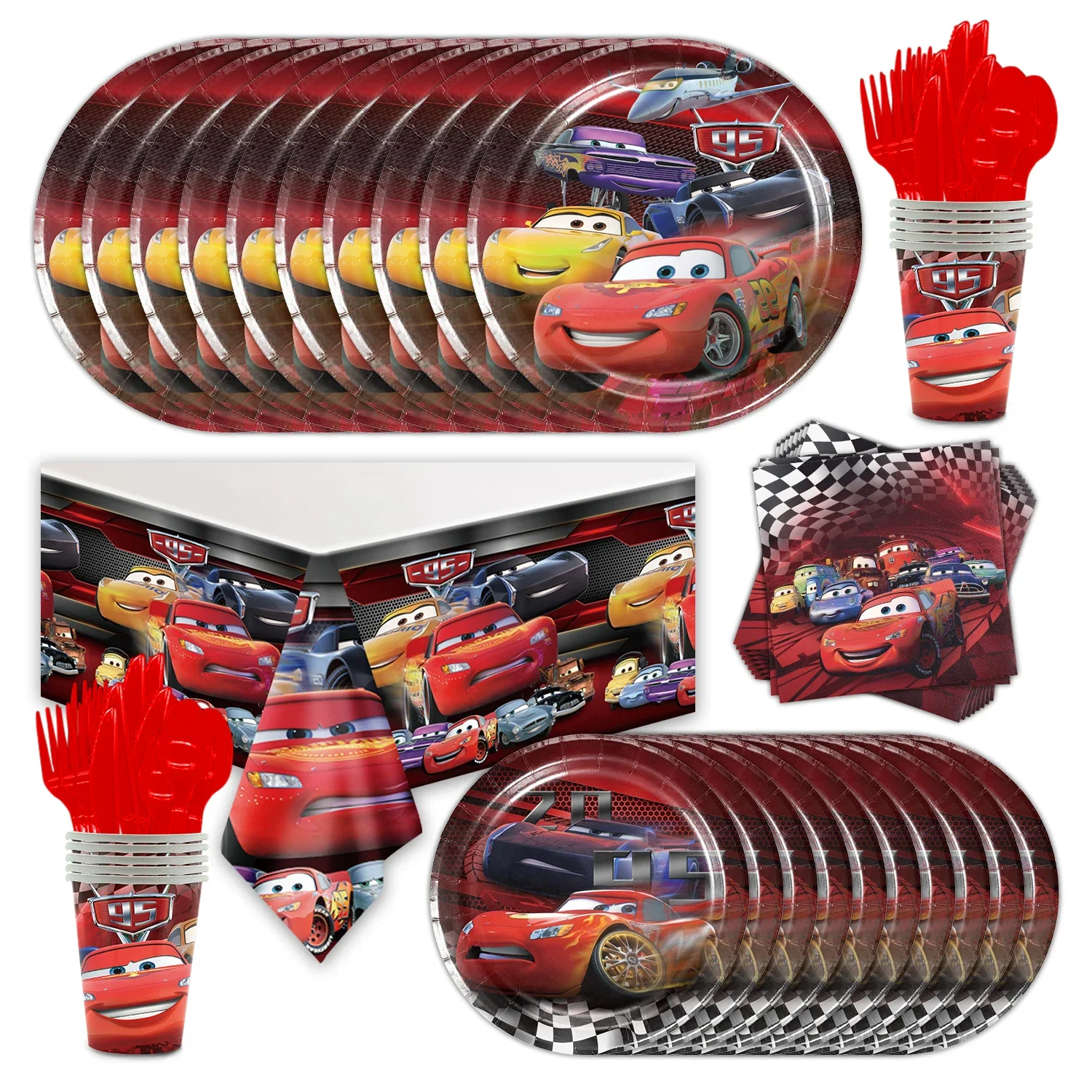 Cars Birthday Party Decorations Kids Favor Lightning McQueen Tablewares Balloon Plates Cups Napkin Racing Car Party Supplies