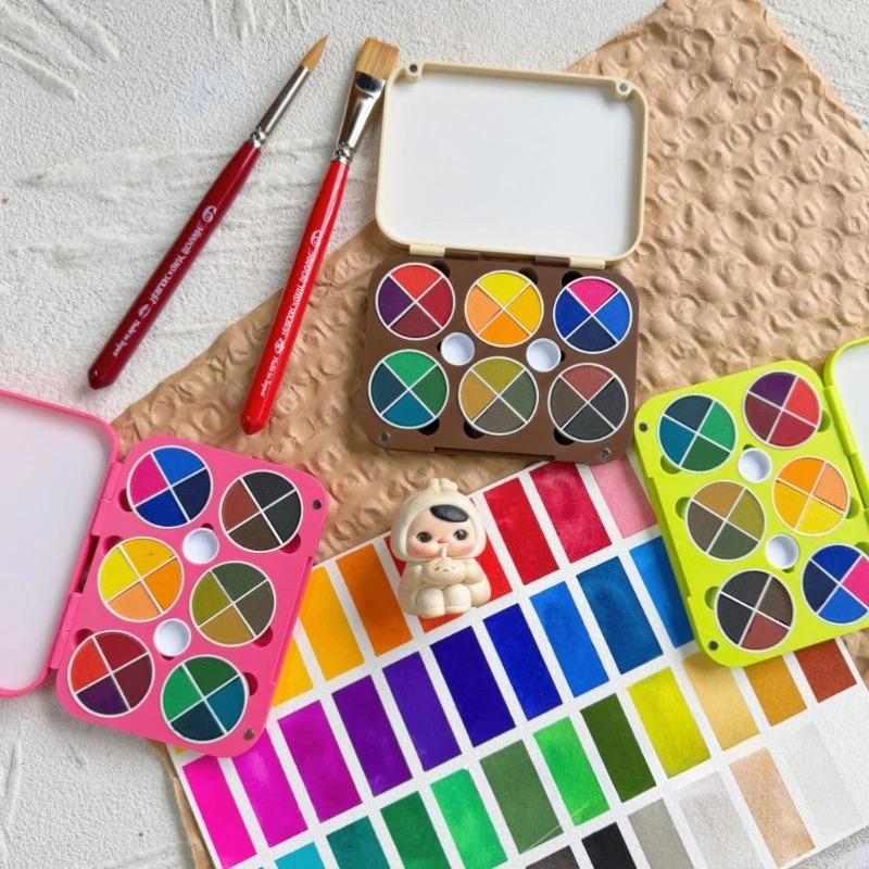 

Portable Palette 24 Colors Holbein Opaque Watercolor Paint Cake Plate Packaging Box Quarter Packaging Painting Art Supplies