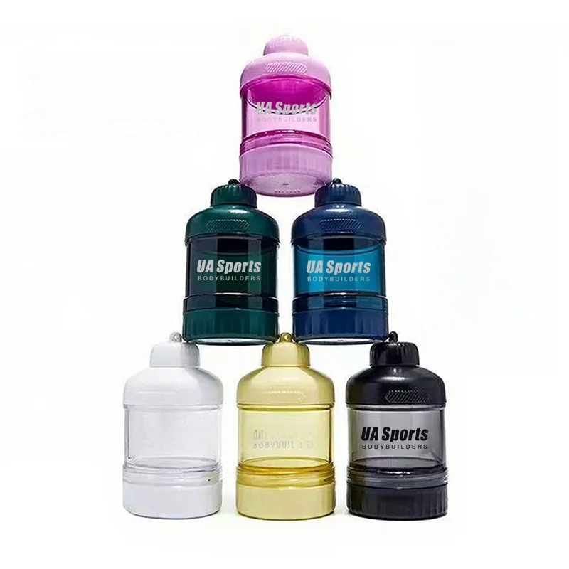 

Portable Protein Poer Box Fitn Sports Supplement Capsule Box Funnel American Sle aron Color Plastic Cup with Lid