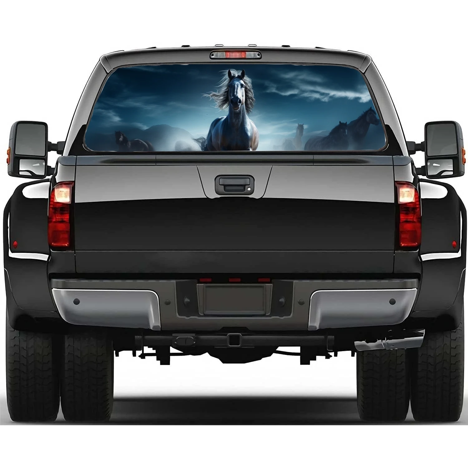 Horse Runing Wildlife Car Rear Window Decal Fit Pickup,Truck,Car Universal See Through Perforated Back Windows Vinyl Sticker