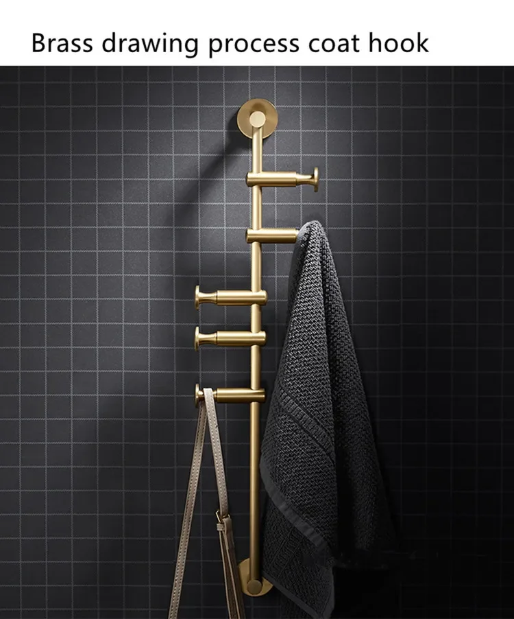 Bedroom Living Room Entrance Wall Clothes Movable Hook Bathroom Door Rear Hook 2025 Luxury Nordic Style Brass Hat Rack
