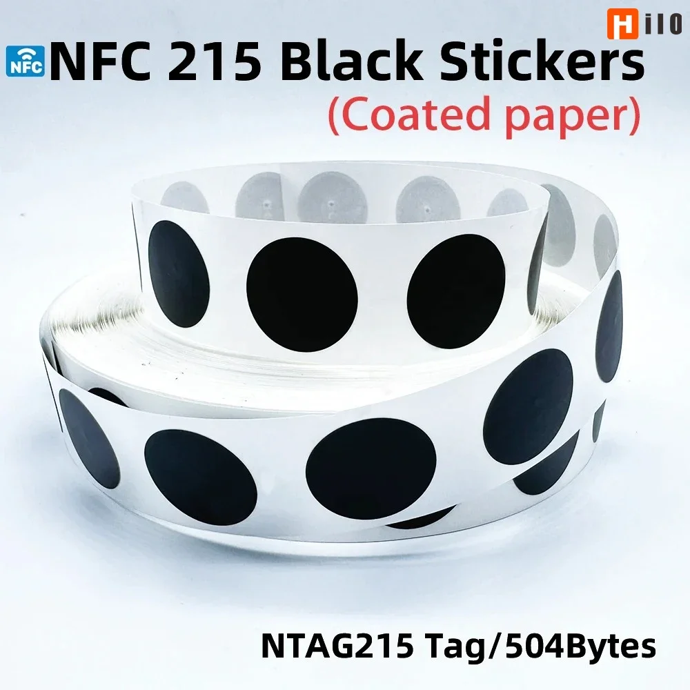 30/50pcs Black Ntag215 Tag Programmable NFC Sticker 13.56MHz ISO14443A 504 Bytes For All NFC Phones RFID Adhesive Smart Tag