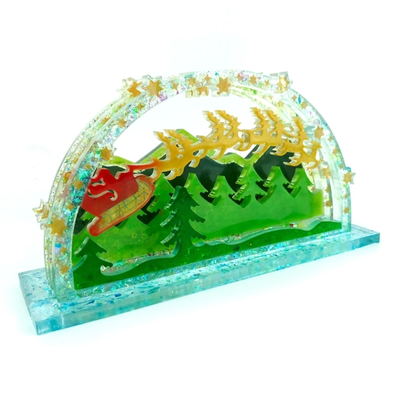 Christmas Resin Mold,Reindeer Sled Resin Casting Mold for Christmas Decorations