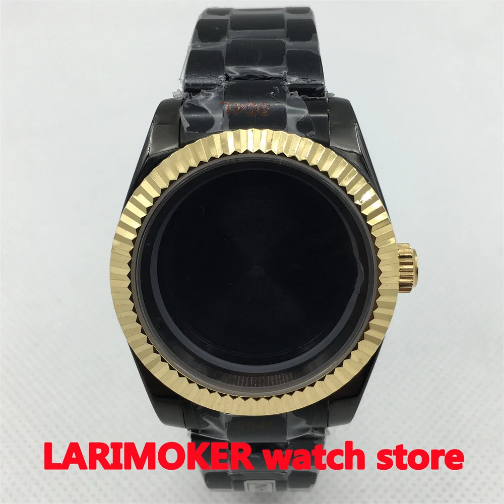 New Silver Black PVD 39mm 36mm Fixed Fluted Bezel Sapphire Glass Case Fits NH35 NH36 Miyota 8215 DG 2813 ETA 2836 PT5000 Movemen