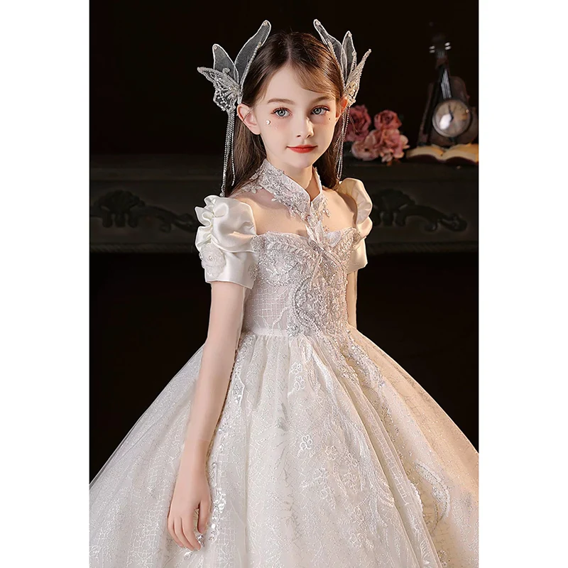 

Luxury Long Dresses For Girls Children's Day Prom Piano Performance Elegant Costumes Birthday Party High End Princess Dress