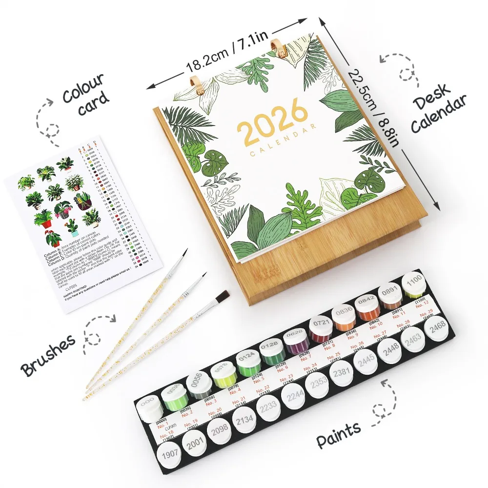 

2026 Edition Desk Calendar Handmade Hand Drawn Table Planner 12 Month Commemorative Standing Flip Calendar Family and Friend