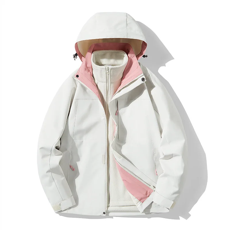 

Мужская и женская куртка одного цвета, уличный альпинистский костюм, куртка со съемной подкладкой «три в одном», с защитой от брызг воды