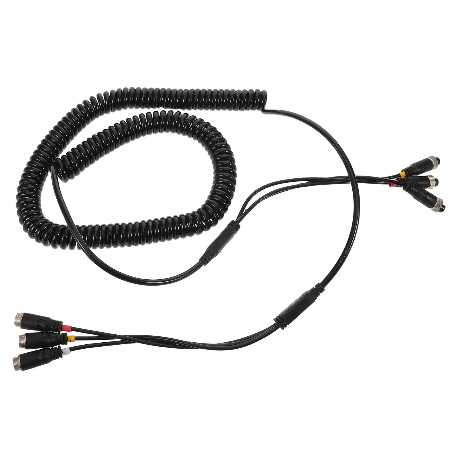 Spring Telescopic Spiral Rearview Camera Extension Cable Three-to-Three Plug Play Dvr Security Camera Wire for Truck Trailer