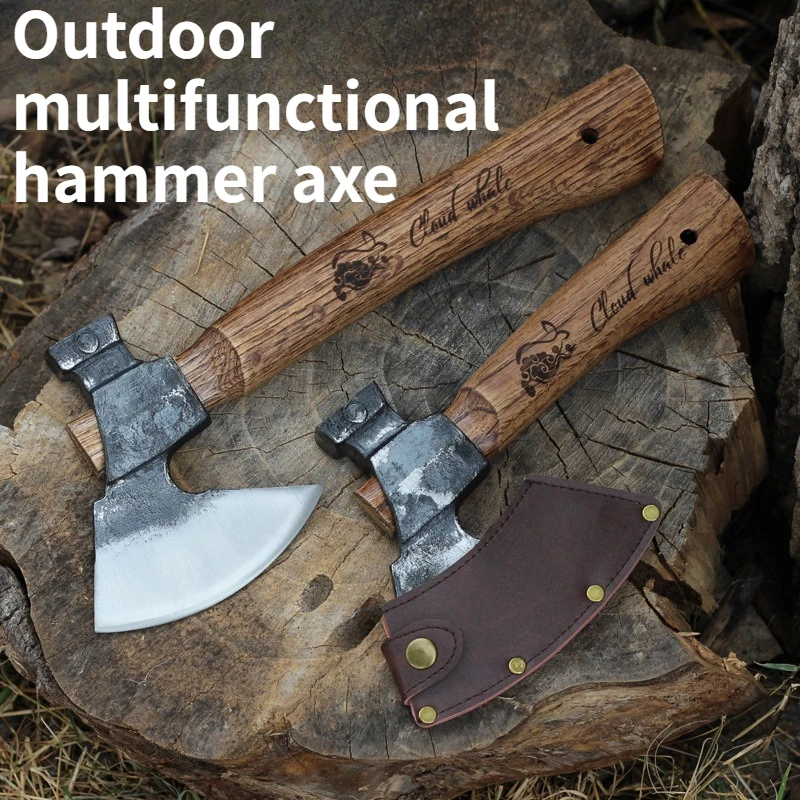 

НОВЫЙ Многофункциональный тактический топор для активного отдыха, кованый вручную, для кемпинга, рубки деревьев, топор-молоток